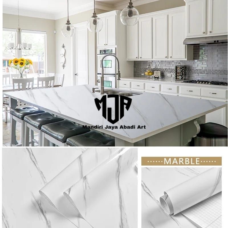 Stiker Marmer Marble glossy Tebal untuk pelapis meja dinding dapur kaca dan Kitchen Seet