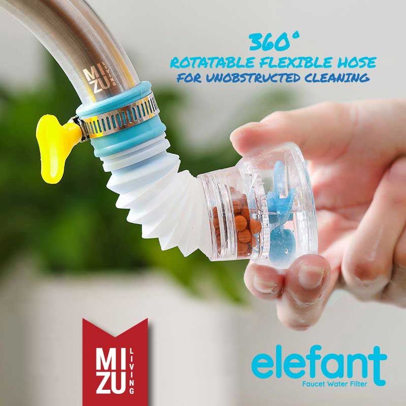 MIZU ELEFANT Faucet Water Medical Stone Filter Anti Splash Water Saver Filter Keran Air Sambungan Pemanjang Keran FLEXIBLE Irit Air