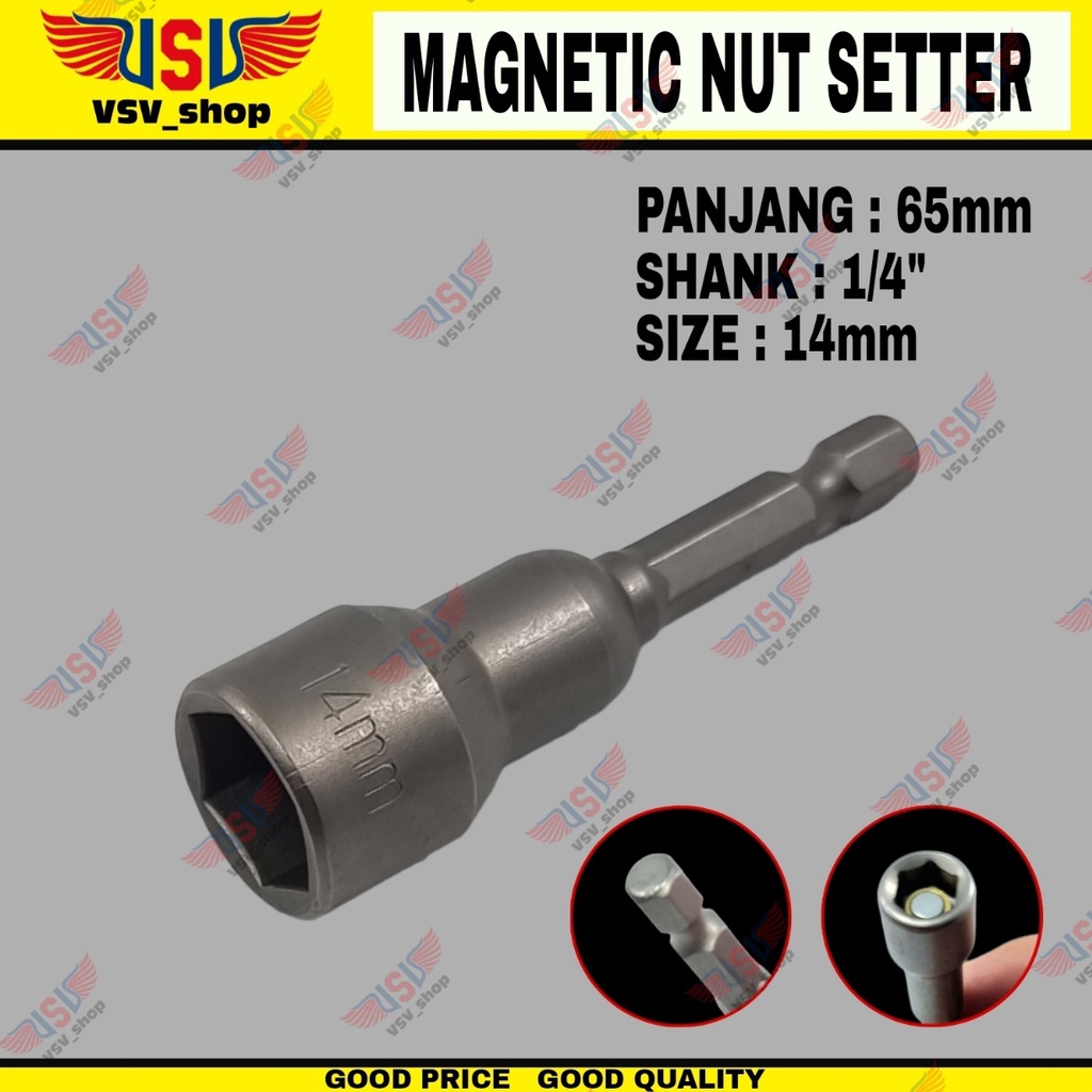 Kunci Sok Magnetic Nut Setter 8-14mm Mata Bor Roofing Mata Socket Bor Rofing