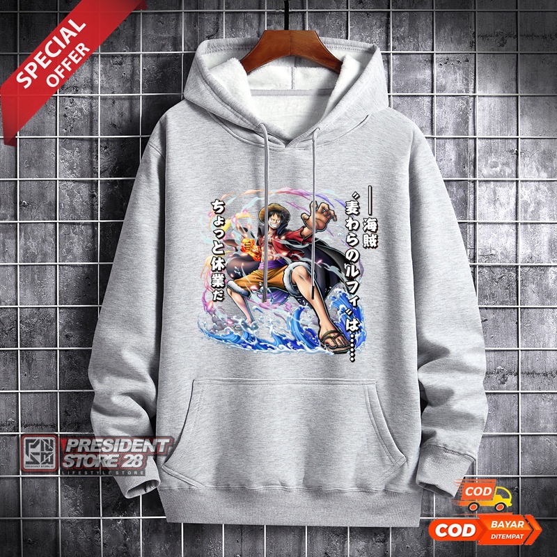 Hoodie Jumper Anime Terbaru One Piece Luffy - Sweater Dewasa dan Remaja Kekinian bahan tebal ukuran M L XL XXL populer