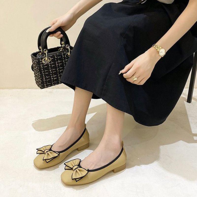 DDS23765 Sepatu Flat Shoes Wanita Fashion Import PIT Pita Slip On Ready Jakarta Bisa COD (With Box)