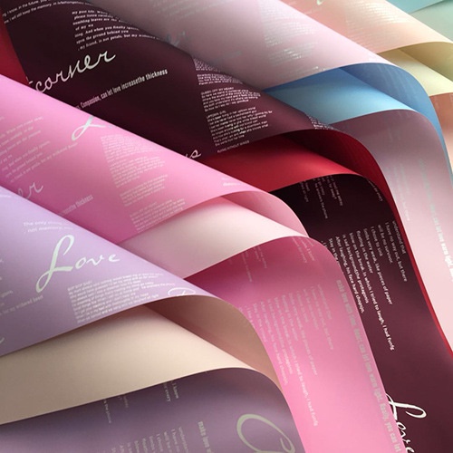 

5 pcs kertas chellophane motif tulisan love bahan bucket bunga bahan florist paper wrapping