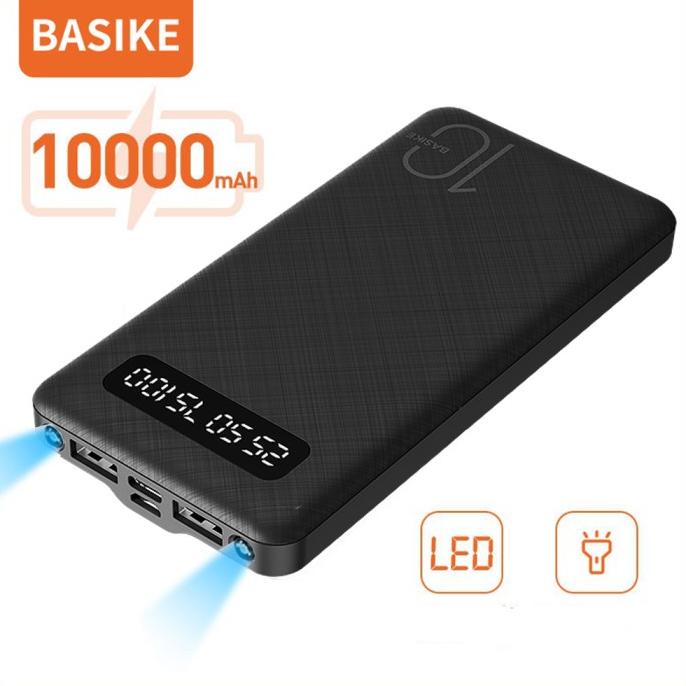 Basike 10000Mah Powerbank Bola Lampu Led Ganda Keluaran Usb Ganda