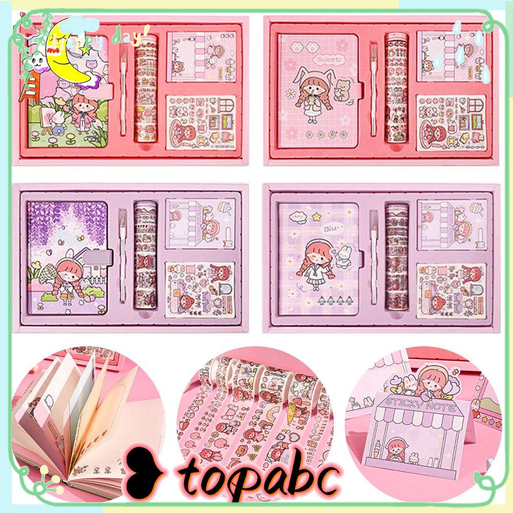 Top Hand Ledger Set Portable Mini Girl Heart Sticker Tape Bahan Diary Book