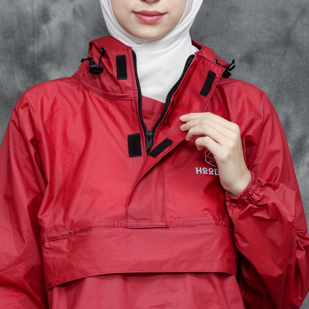 HOODJAS KANGAROO RAINCOAT Jas Hujan Kangguru Anti Bocor Jas Hujan Saku Kangguru Pria Wanita Dewasa Anti Air Bahan PVC nylon Waterproof MERAH