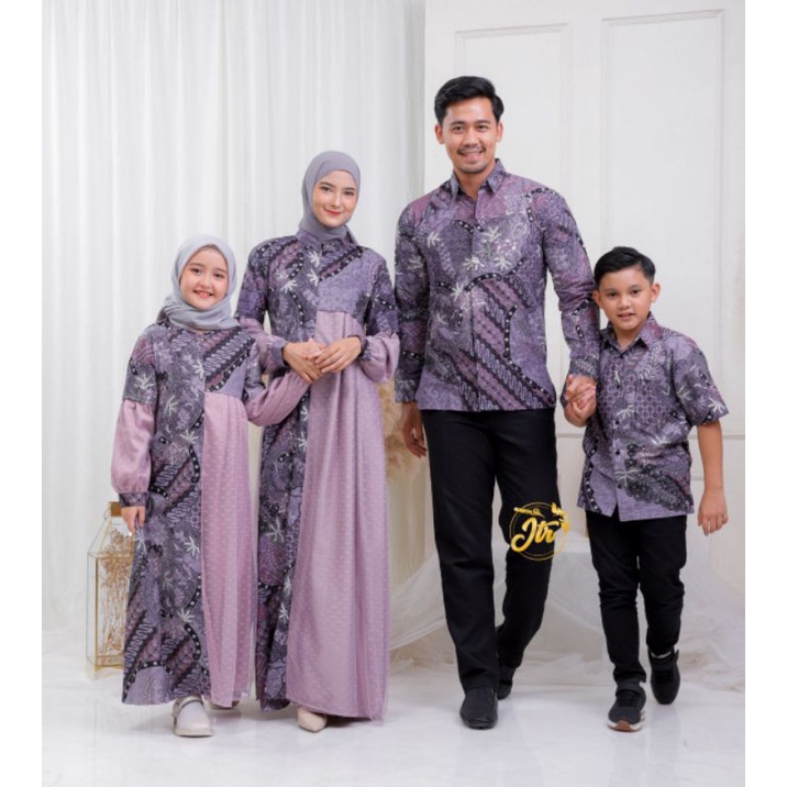 BAJU GAMIS COUPLE SARIMBIT KELUARGA PASANGAN MUSLIM NIBRAS AURORA PURPLE CHAYRA