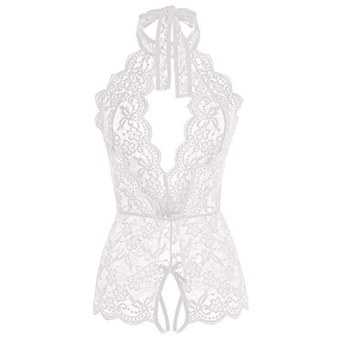 Nicebra Jumpsuit Teddy Bodysuit Open Crotch Wanita Charming Lace Erotic Romantic Crotchless 3108