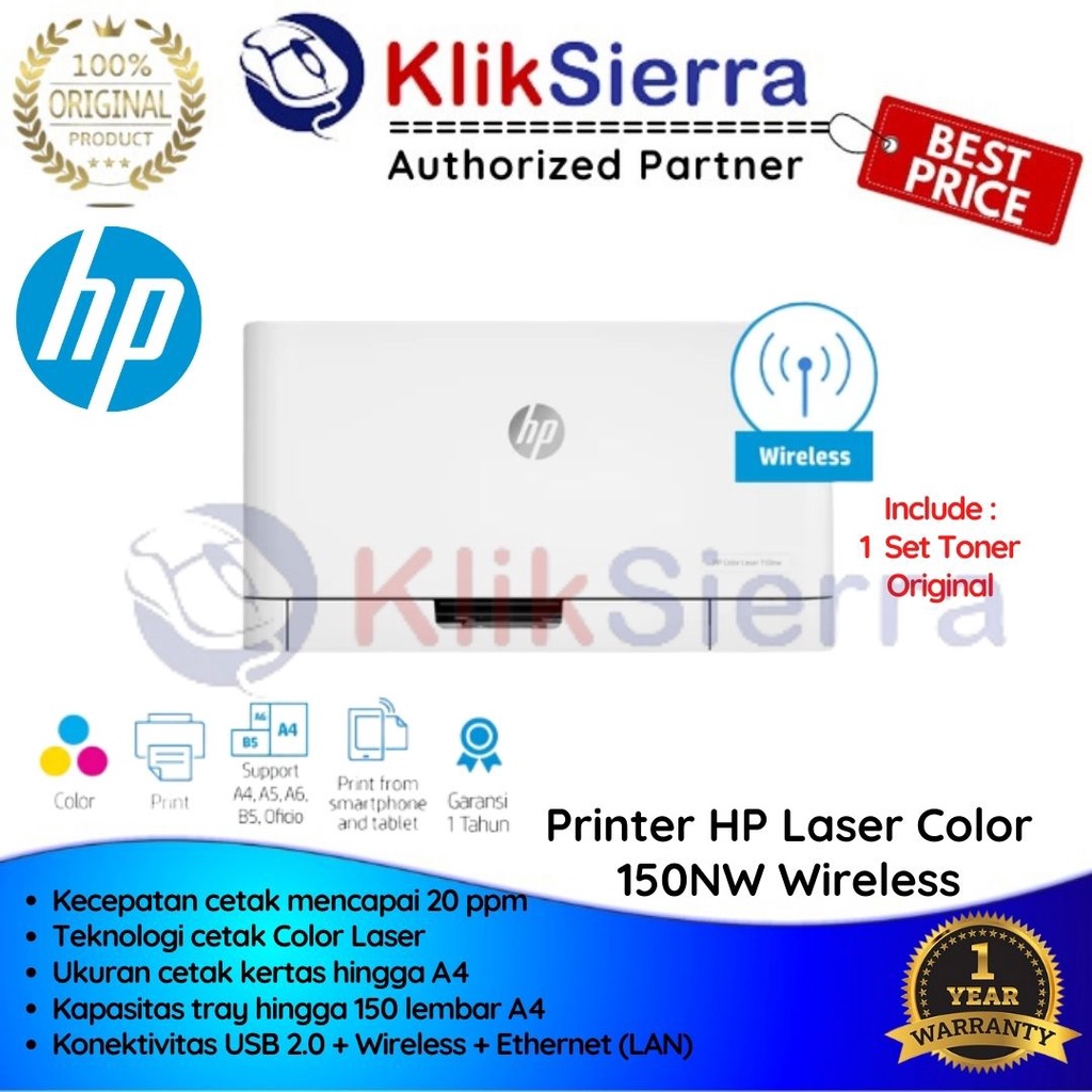 Printer HP Laser Color 150nw Laser Color 150 nw 4ZB95A Original