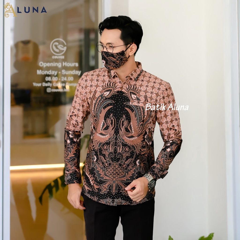 Batik Pria Lengan Panjang Slimfit Atasan Batik Premium Pria Cowok Batik Pekalongan Kekinian Original Modern Seragam Kantor Jumbo SBA 08