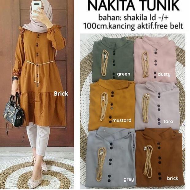 Tunik Wanita Shakila Premium Tebal Nyaman di Pakai Fashion Muslim Remaja Kekinian Oriya Nakita ‣ BAU