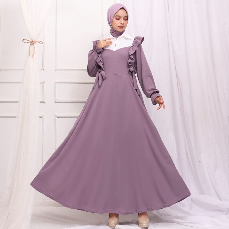 GROSIR ( 53 rb  x  6 pcs  )- KODE  196  GAMIS VOXY PREMIUM RUFFLE