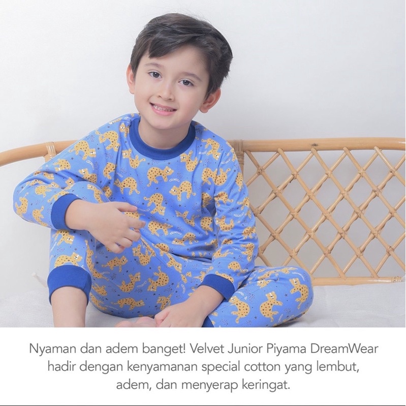 Setelan Piyama Panjang Velvet Junior / Piyama Anak Cewe Cowo