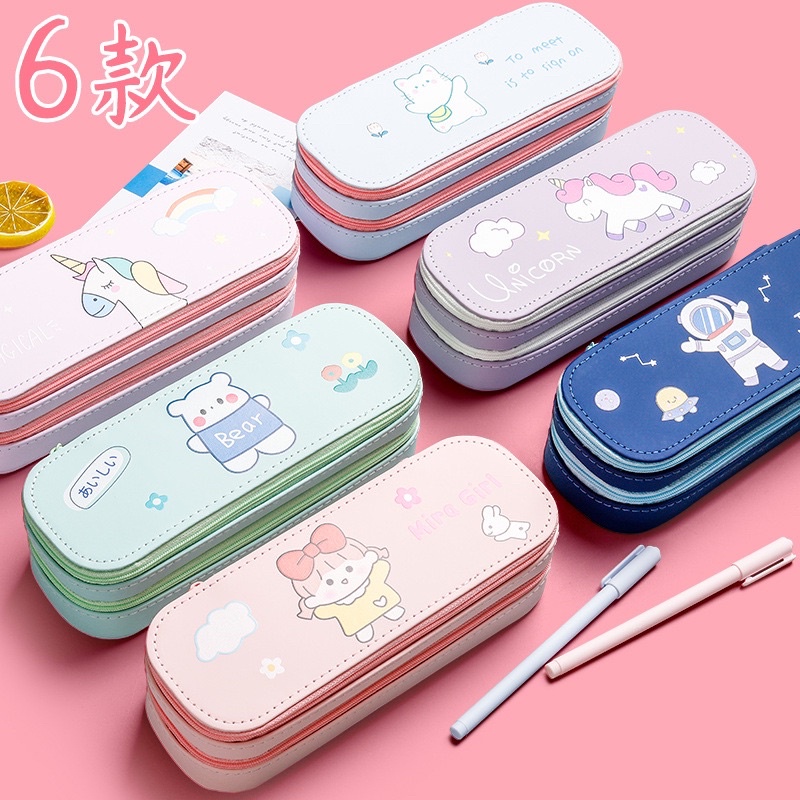 Kotak pensil hardcase waterproof dua lapis / Kotak pensil anak double lucu unik