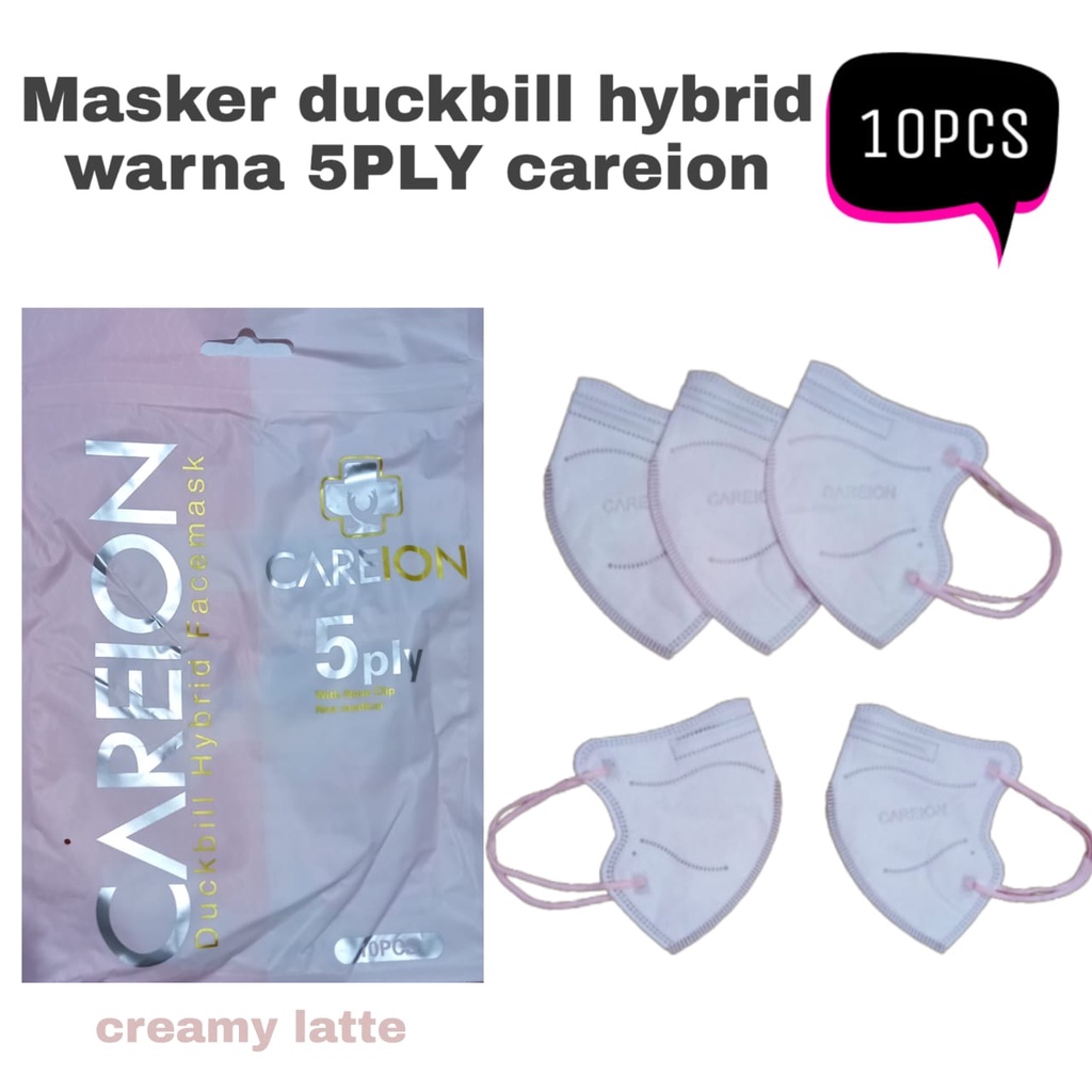 MASKER DUCKBILL HYBRID WARNA EMBOS 5PLY ISI 10 CAREION DISPOSABLE MASK