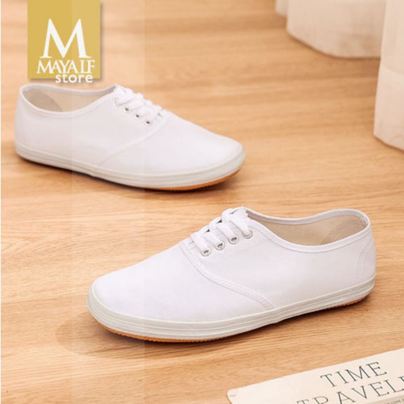 sepatu kanvas putih polos / sneakers putih unisex