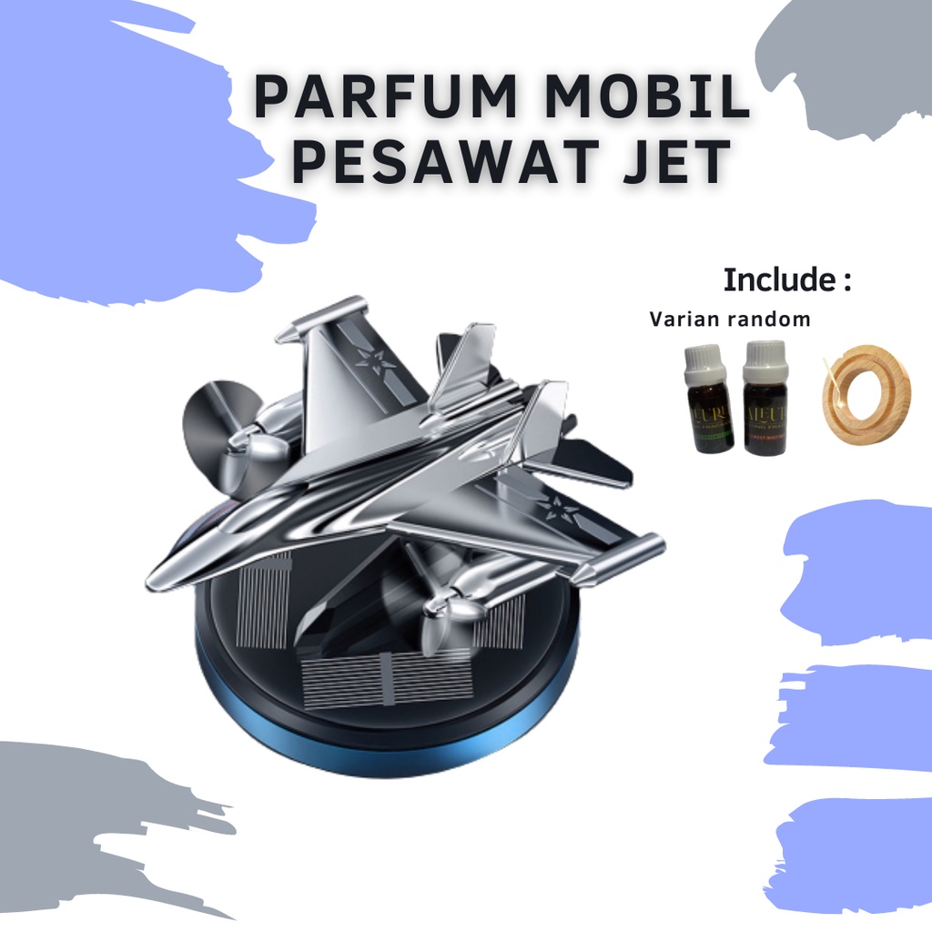 Parfum wangi segar harum ruangan fragrance tahan lama air freshener car model pesawat terbang jet helikopter anjing dog hiasan dashboard pajangan dekorasi interior aromatheraphy essential oil baling-baling berputar otomatis cahaya matahari pengharum mobil