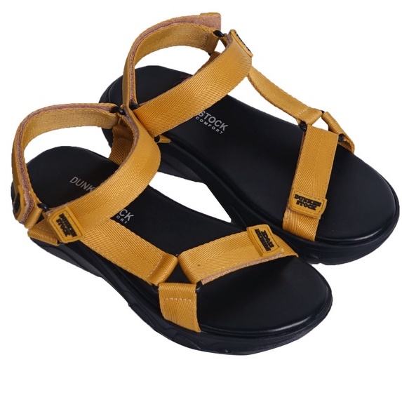 LAPEPA YUK - Dunkenstock TEVVA Sepatu Sandal Wanita Size 36 - 40 Sendal Beleza Wedges Model dua Tali Strap Belakang Hak Tinggi Sole 4cm Sandal Gunung Velcro 37 38 39 Warna Yellow Belleza Kekinian Premium Terbaru Shoes Ori Original Mall Official Store