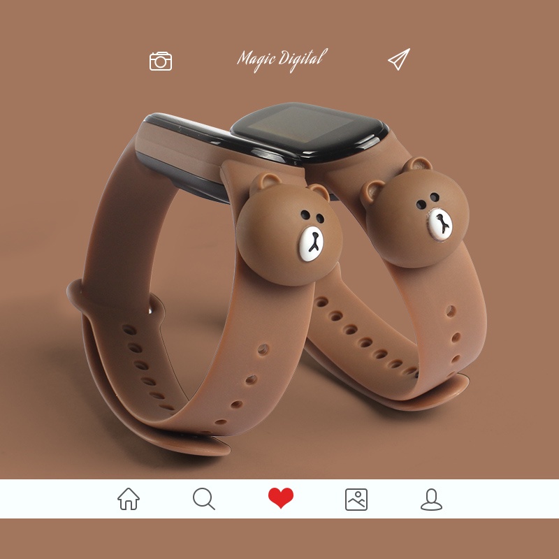 STRAP SMARTWATCH 3D SERI KARTUN LUCU UNTUK XIAOMI MI BAND 3 4 5 6 Tali pengganti