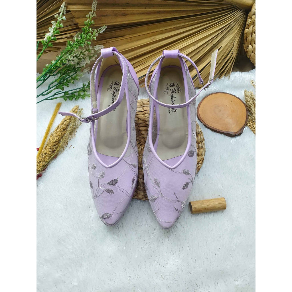 sepatu weddding wanita vilea lilac tali  tinggi 9 cm