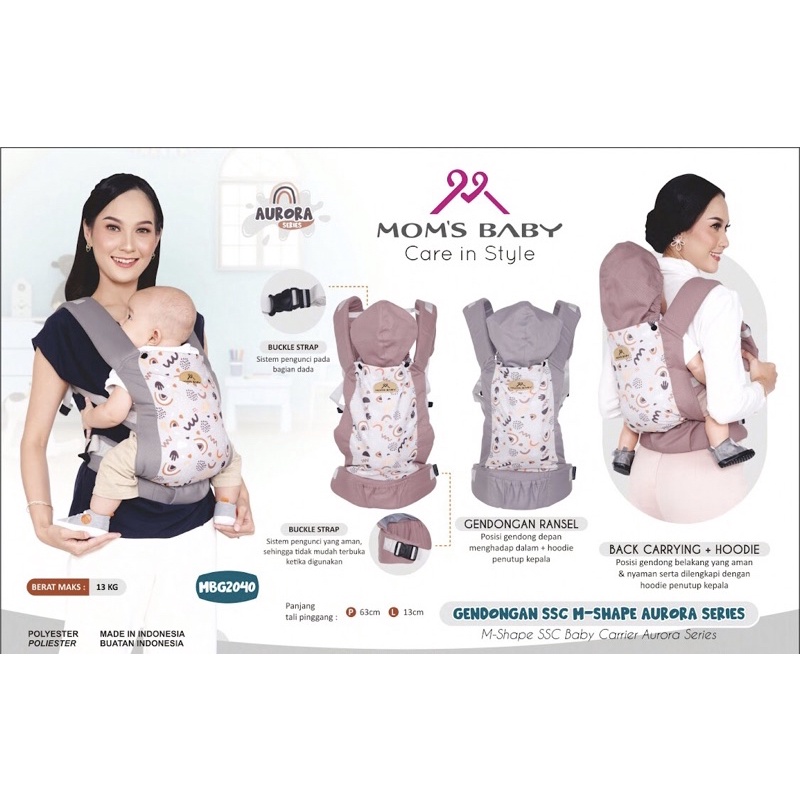 MOMS BABY | BABY JOY GENDONGAN BAYI SSC M-SHAPE WILONA | AURORA | INDIE | CANARY | CARTER | KENZIE SERIES