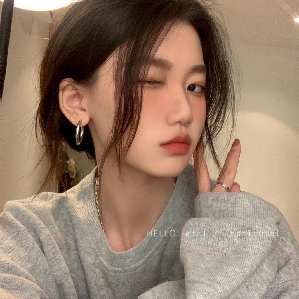 AY(CN) Fashion Lingkaran Besar Tindik Anting Tindik Anting Hoop Earrings Emas Perak Cincin Telinga Wanita Perhiasan Aksesoris