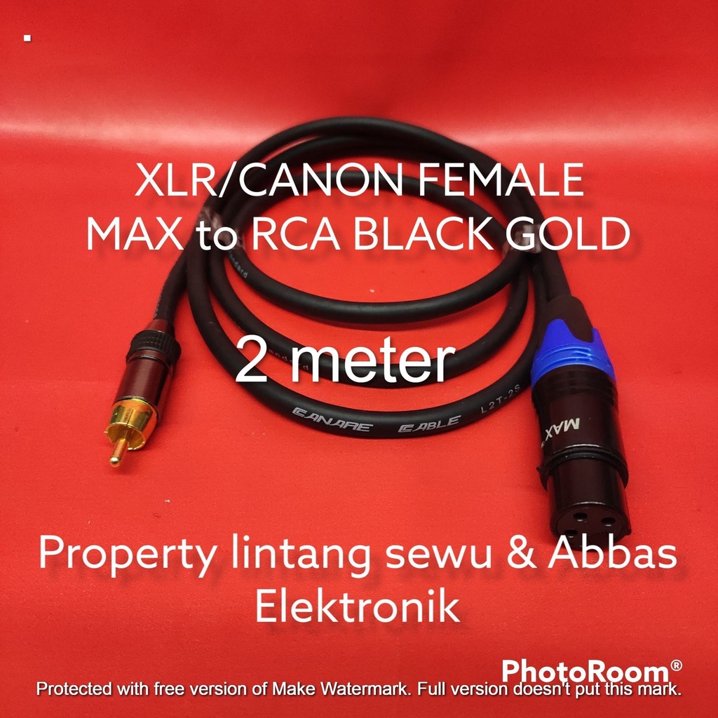 KABEL JEK RCA BLACK GOLD TO XLR CANON FEMALE MAX 2 METER