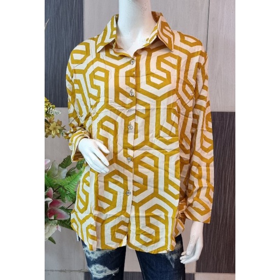 Blus Noura Rayon Motif Lengan Panjang Ld 110cm