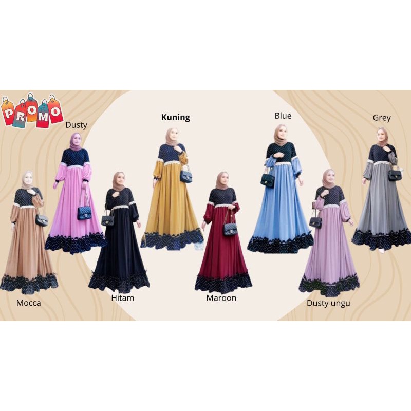 gamis Yesika dress Maxi lebaran fashion muslim wanita kekinian