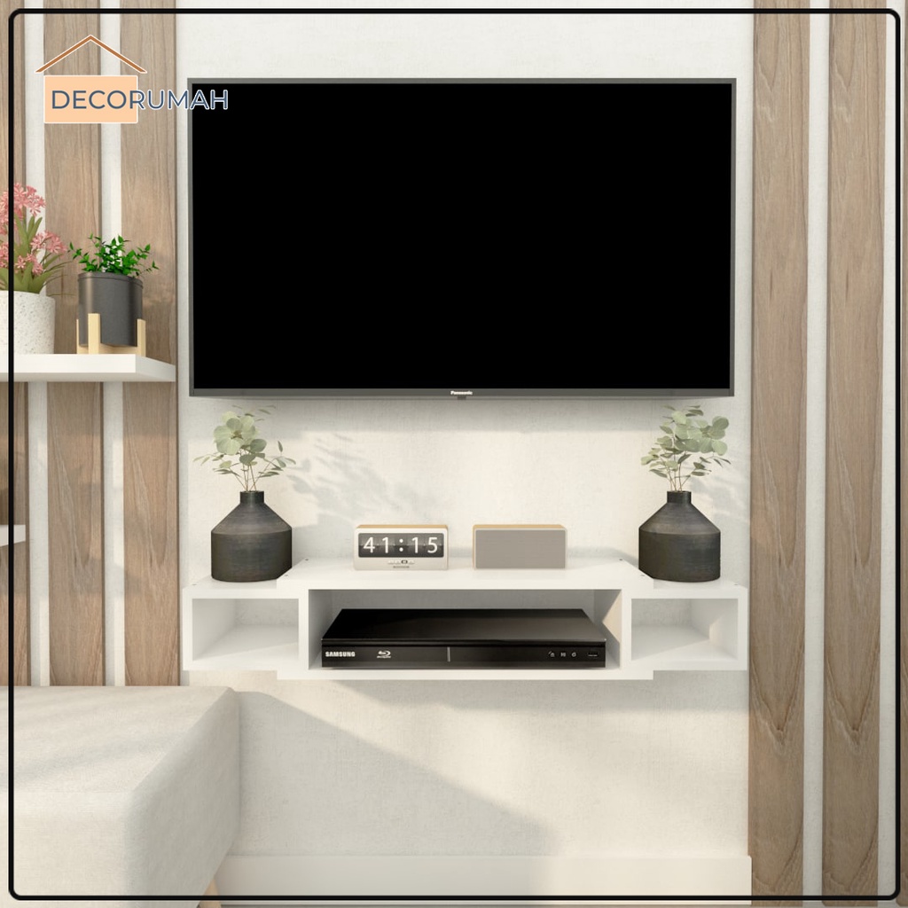 Rak Tv Minimalis Modern Terbaru Gantung Tempel Tembok Dekorasi Meja