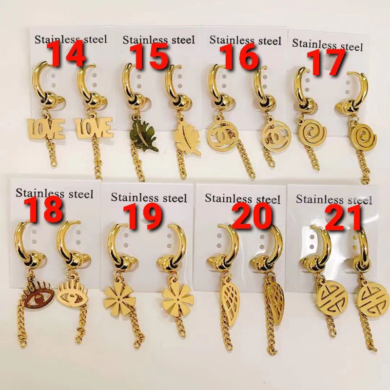 6pasang Anting KPOP Korean Style Titanium Ring Hoops Jurai Grosir