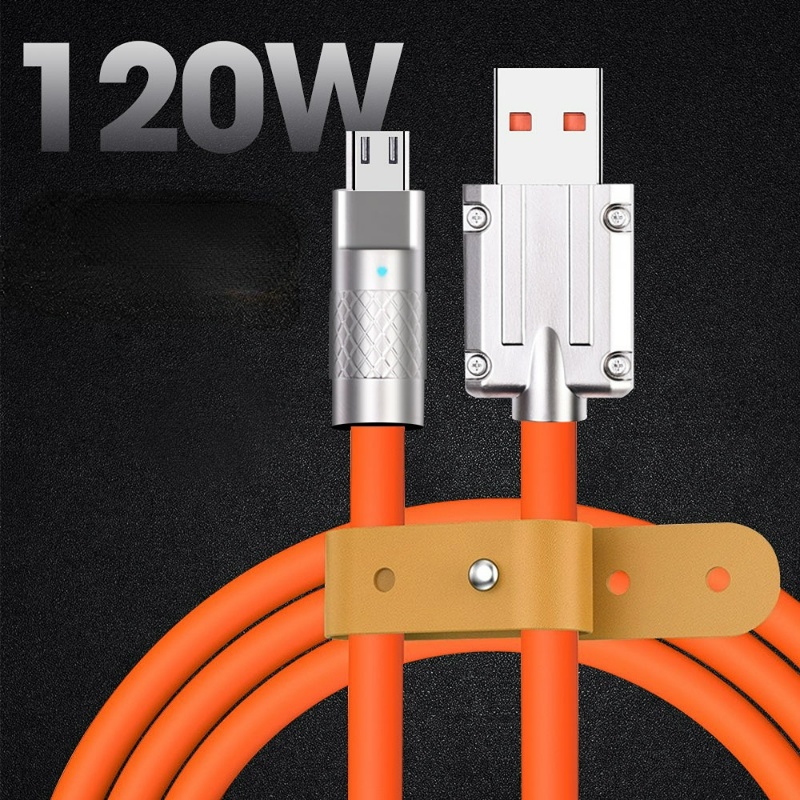 120w 4A Kabel Silikon Cair Pengisian Super Cepat/Kabel Data Micro USB Charger Untuk Android Zinc USB Line