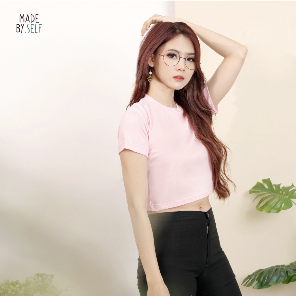 Kaos polos Slimfit Crop Top 100% Ringspun cotton combed reaktif 30s