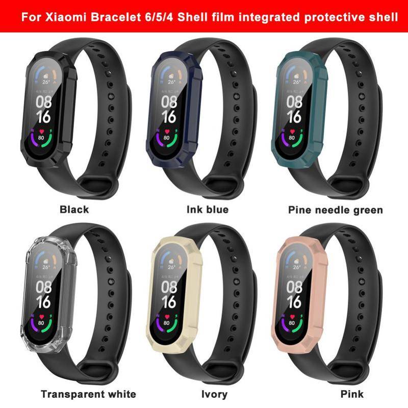 Untuk Xiaomi Mi Band6 Mi 5 4kotak Pelindung Jam Tangan PC+Tempered Film Terintegrasi Watch Case Elektronik Pintar Elektronik Pintar