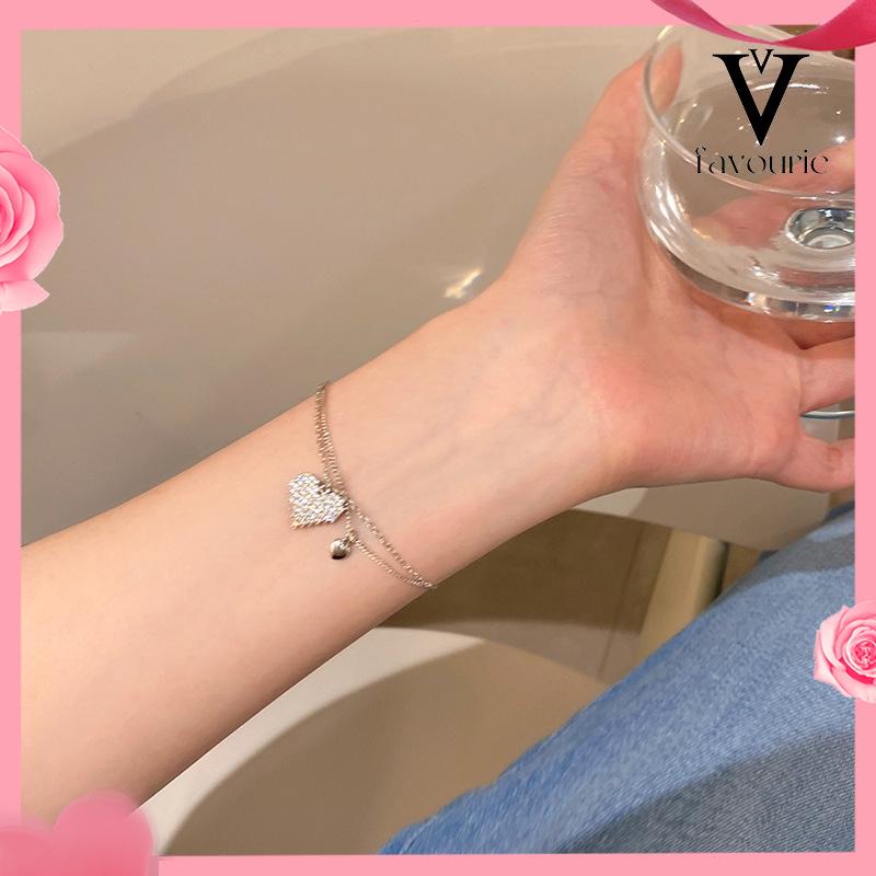 CODDouble Layer Love Bracelet Light Luxury Niche Design Girlfriends Diamond Gelang-FA
