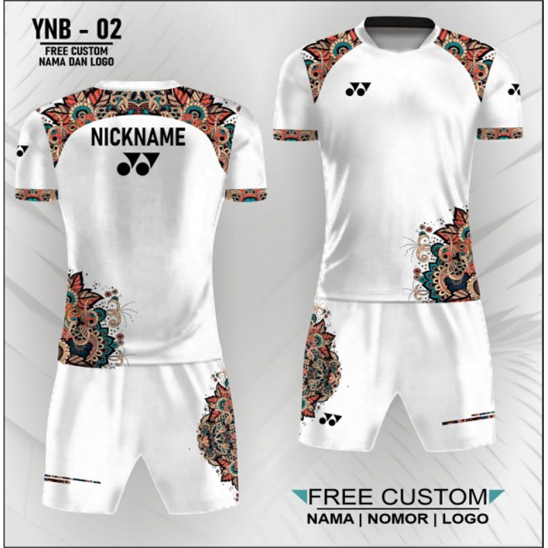 setelan Jersey badminton batik  kaos badminton Yonex dewasa baju olahraga bulutangkis free custom