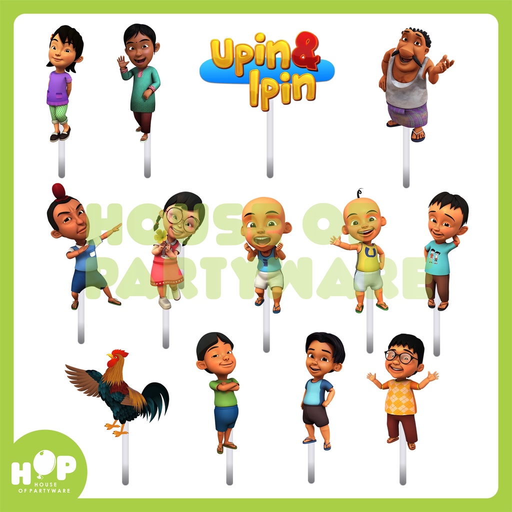Topper Cake UPIN IPIN / Hiasan Kue Ulang Tahun / Happy Birthday
