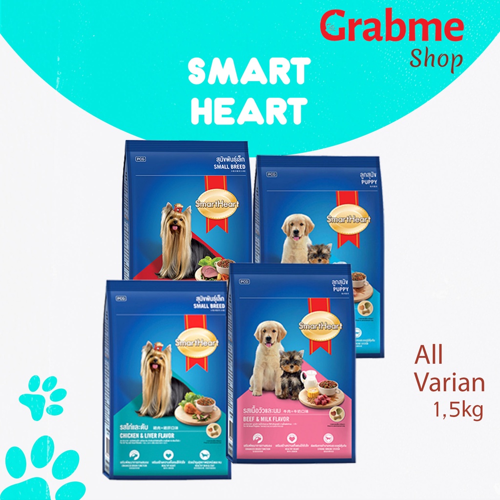 Makanan kering Anjing SMART HEART DOG PUPPY/Small breed 1,5kg