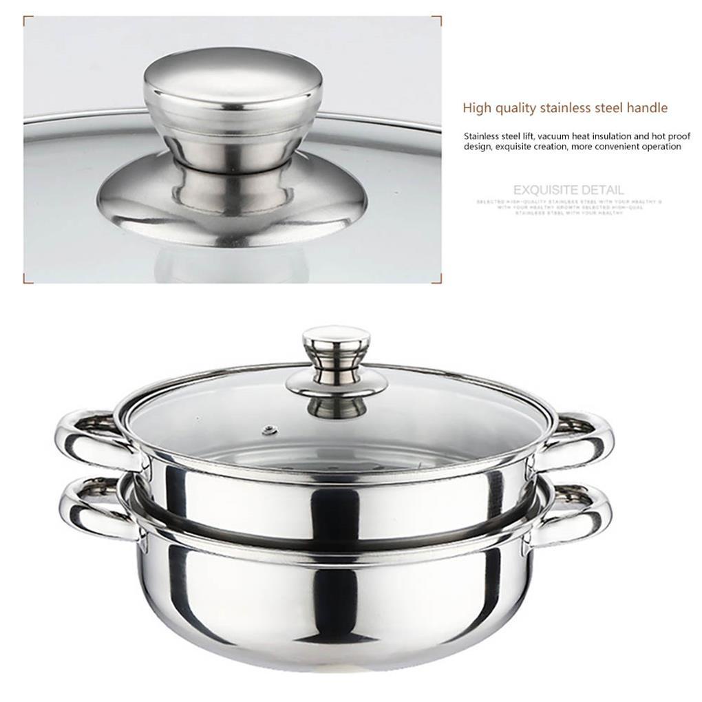 28cm Double Layer Steamer Multifungsi Steam Grid Pot Stainless Steel Masak Mengukus Panci Boiler Hotel Restoran