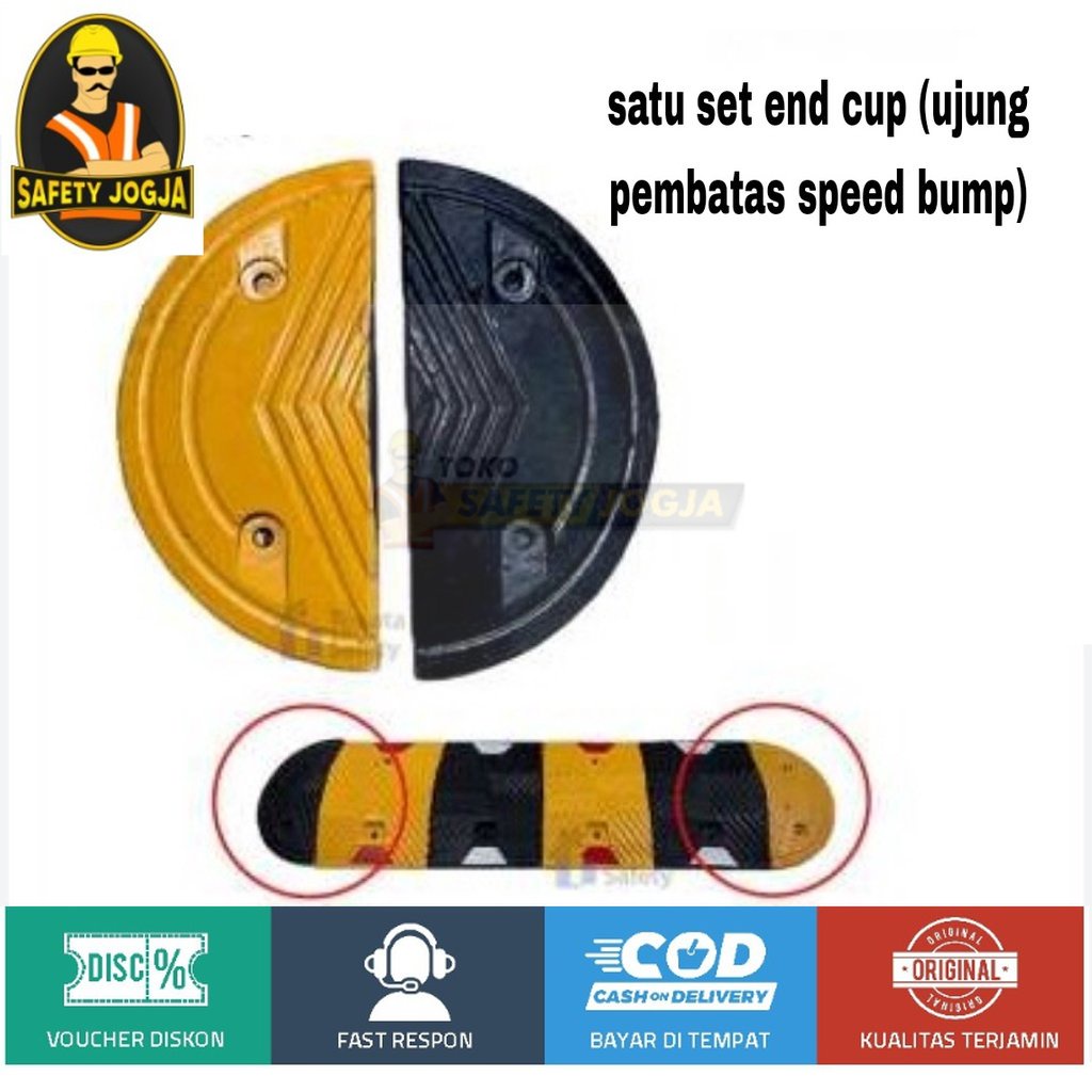 satu set  end cup pembatas polisi tidur speed bump tinggi 7cm