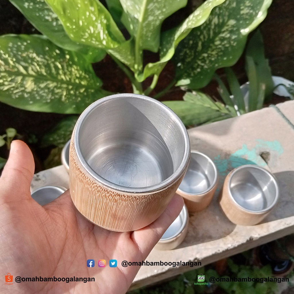 Gelas /Cangkir Bambu Stainless souvenir unik 150 ml