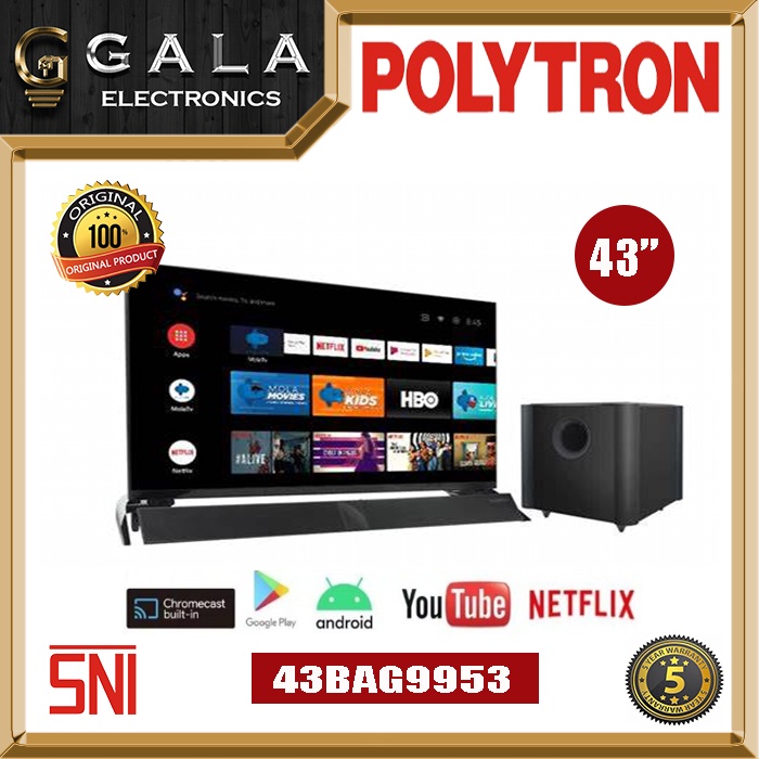 LED ANDROID TV POLYTRON 43 INCH PLD 43BAG9953 / 43BG9058 SOUNDBAR + SUBWOOFER