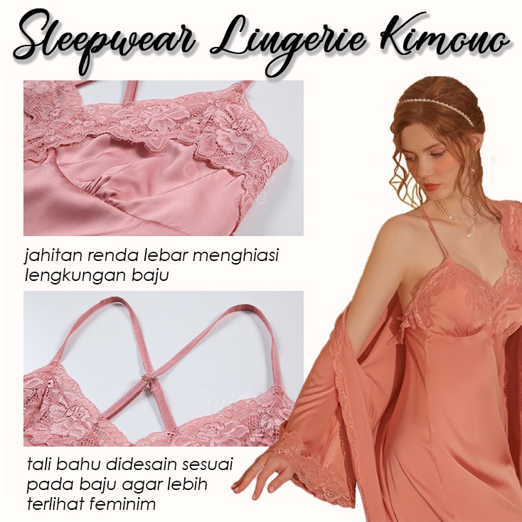 CJSW-2058 TINO TINO Satu set Kimono Silk Baju Tidur Sexy Lingerie Wanita / Sleepwear Lingerie Kimono / Seserahan