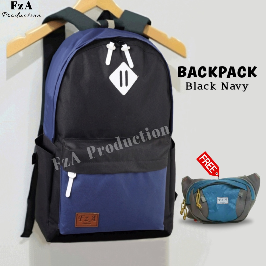 Tas Ransel Punggung Distro Casual Pria Wanita / Tas Ransel Laptop Original FzA FREE Tas Slempang Sporty