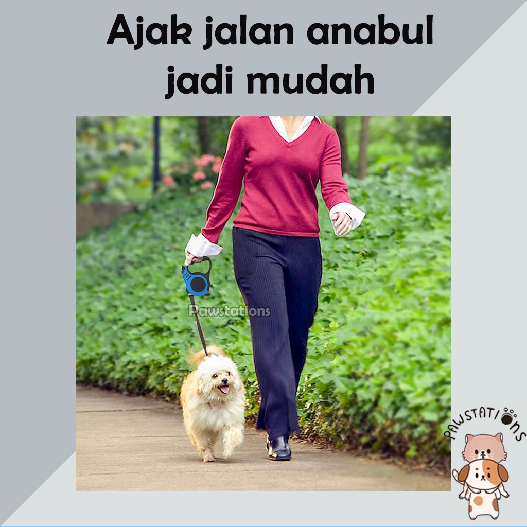 Tali Tuntun Anjing / Kucing | Retractable Dog Leash Tali Tuntun Otomatis &amp; Fleksibel