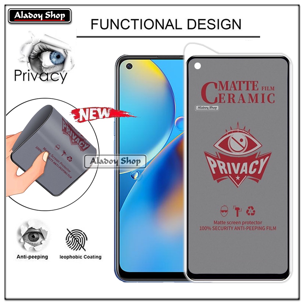 Tempered Glass Anti SPY Oppo 74 4G Anti Gores Privacy + Tempered Glass kamera dan Skin Carbon