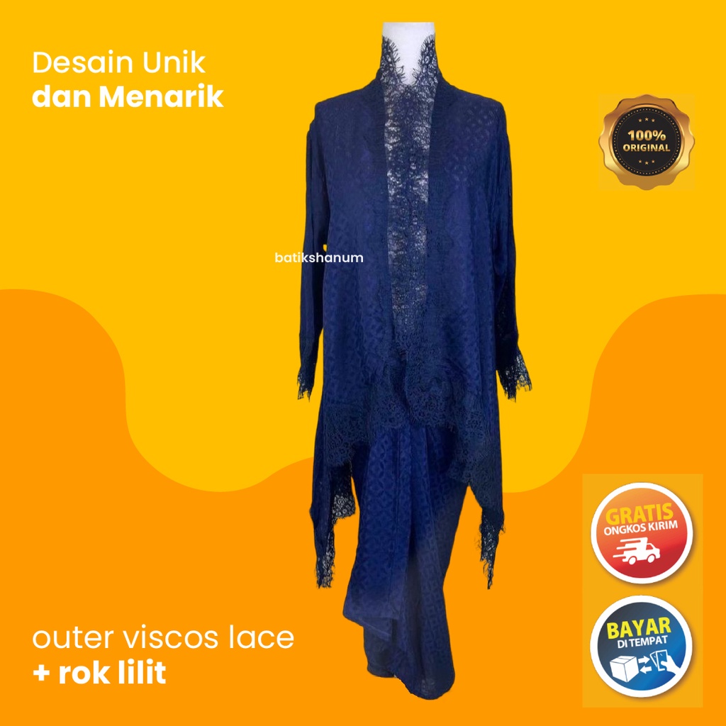 Setelan Batik Pesta Outer Lace Viscose Set Lilit Baju Kondangan Modern Terbaru By Batik.shanum