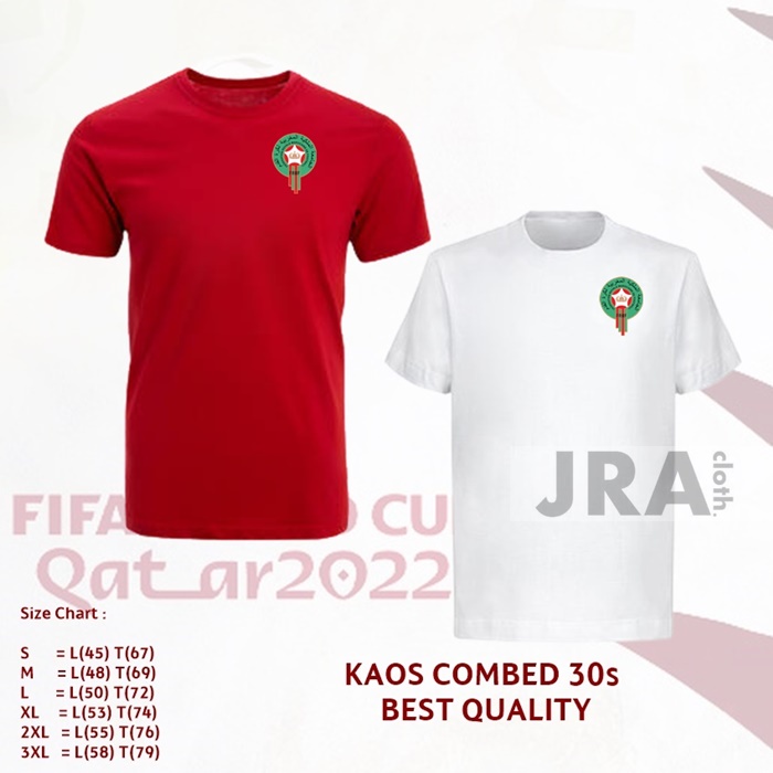 KAOS BAJU SHIRT TIMNAS MOROCCO MAROKO HOME AWAY WORLD CUP 2022