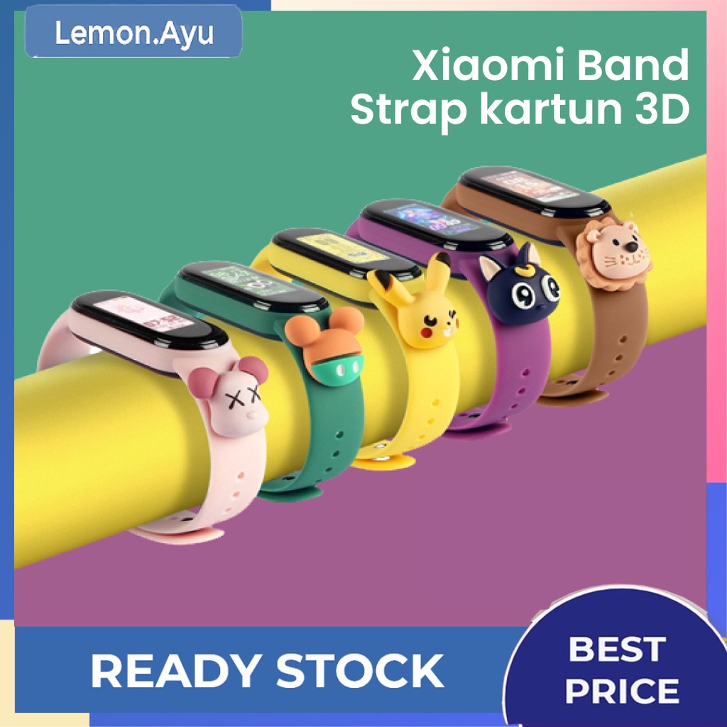 STRAP SMARTWATCH 3D SERI KARTUN LUCU UNTUK XIAOMI MI BAND 3 4 5 6 Tali pengganti