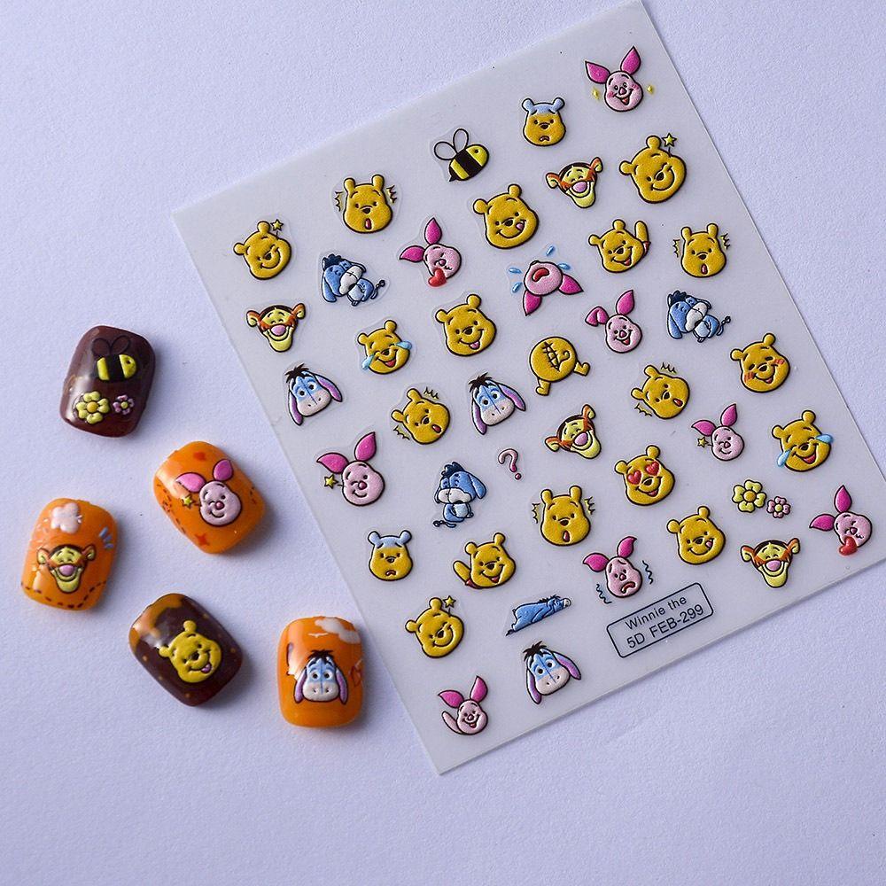 Agustinina Kartun Stiker Kuku Malaikat Perekat Diri Manicure Aksesoris Spy Family One Piece Pooh Bear Nail Art Dekorasi