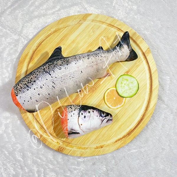 Pillowart - Bantal Boneka Ikan Salmon Potong Size L - ART039